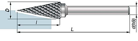 Technická fréza kuželová se špičkou O3mm (0641-500-045-030)